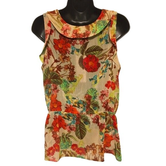 Daniel rainn Floral Ruffle Peplum Tank Top Size Small - Picture 3 of 8